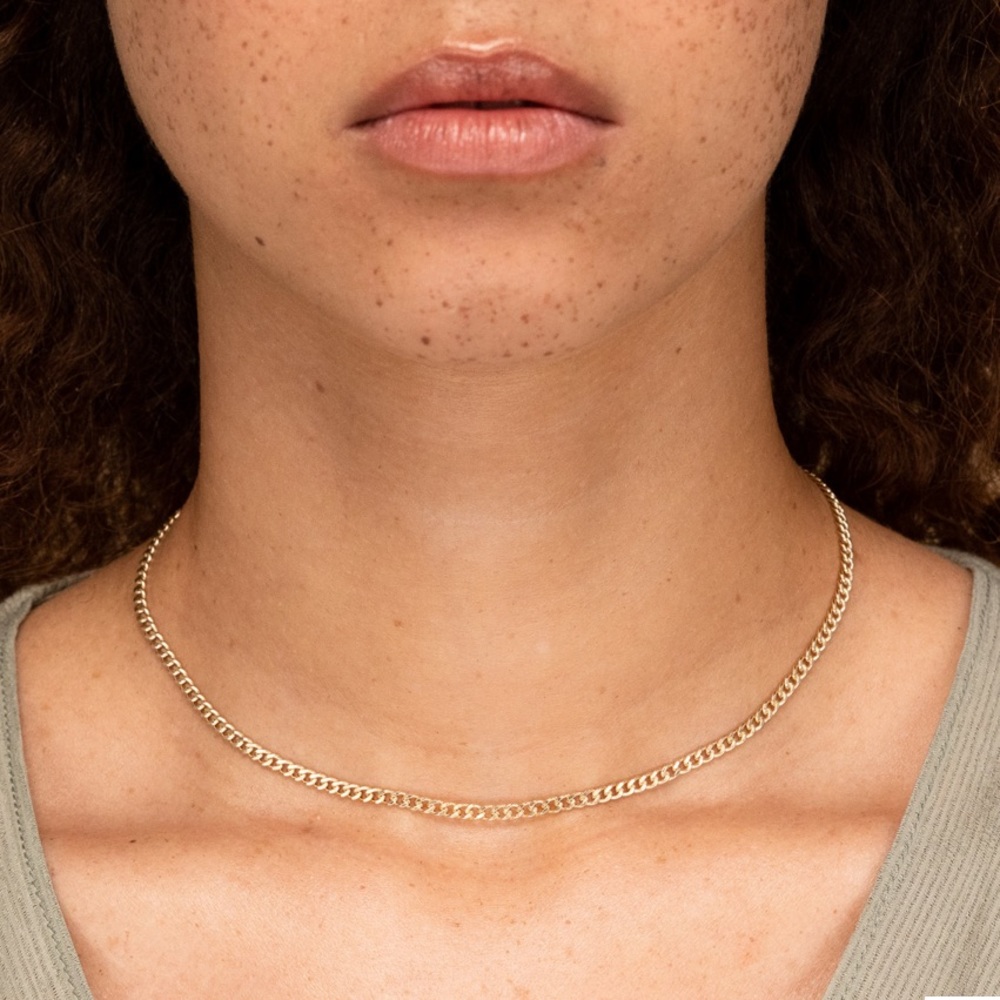 NEW . Mejuri Curb Chain Necklace 14k Solid Gold